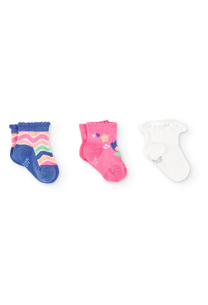 Pack of baby girl socks in pink