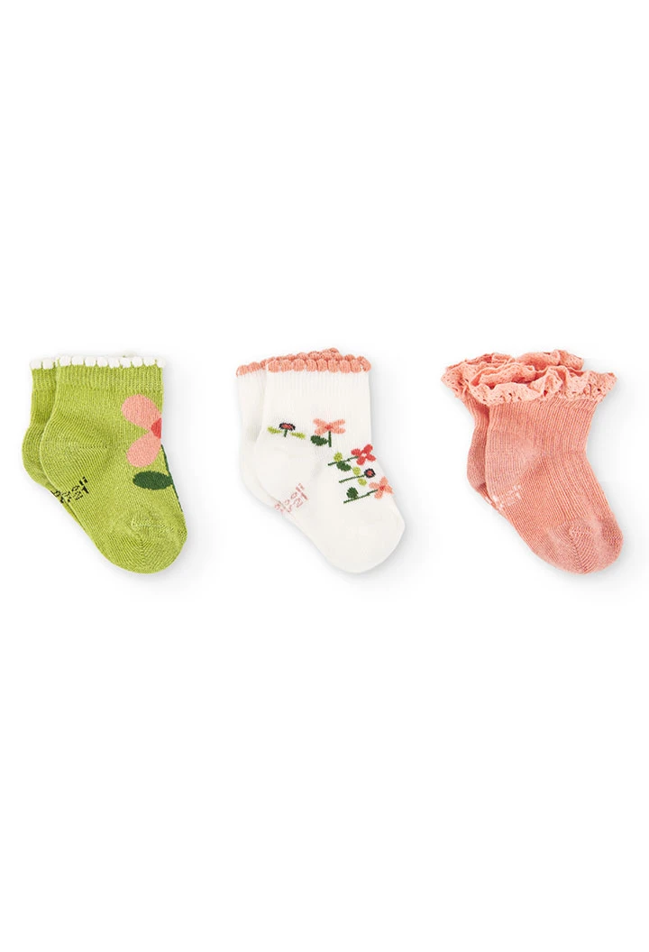 Pack de calcetines de bebé niña en color salmón