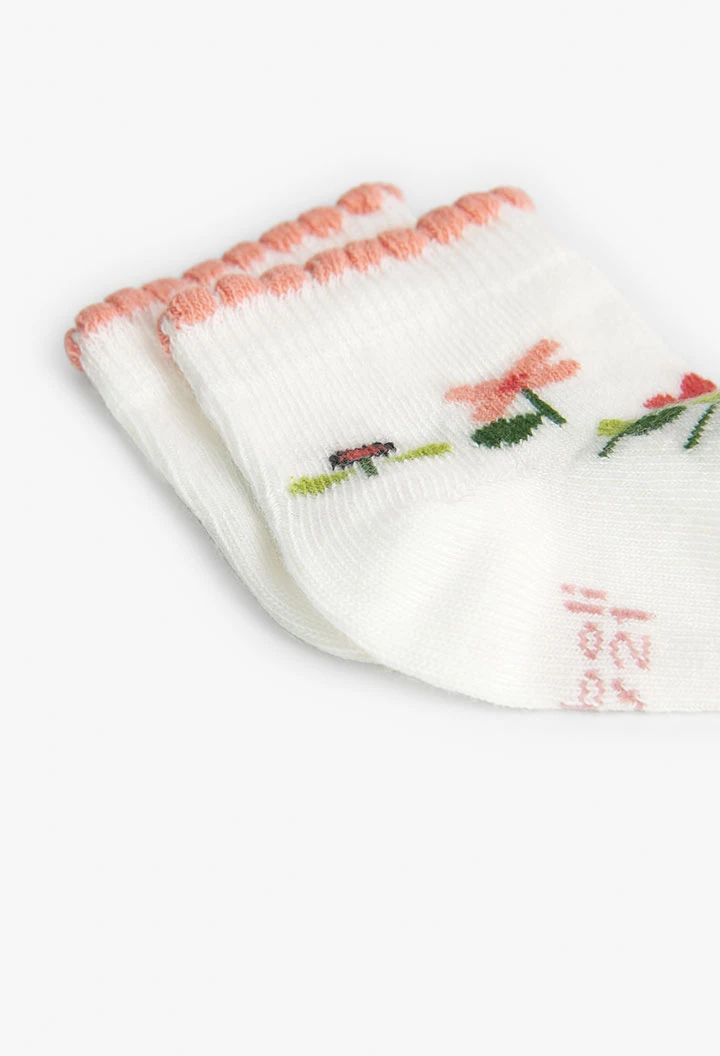 Pack of baby girl socks in salmon 