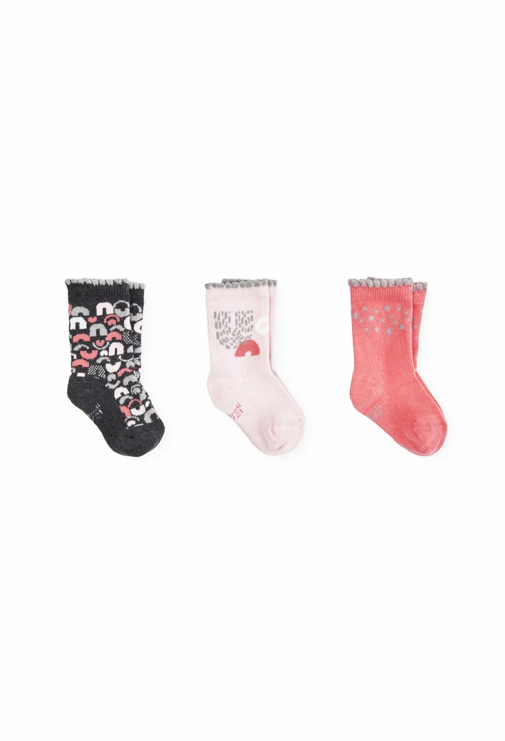 Set de chaussettes pour bébé fille en rose