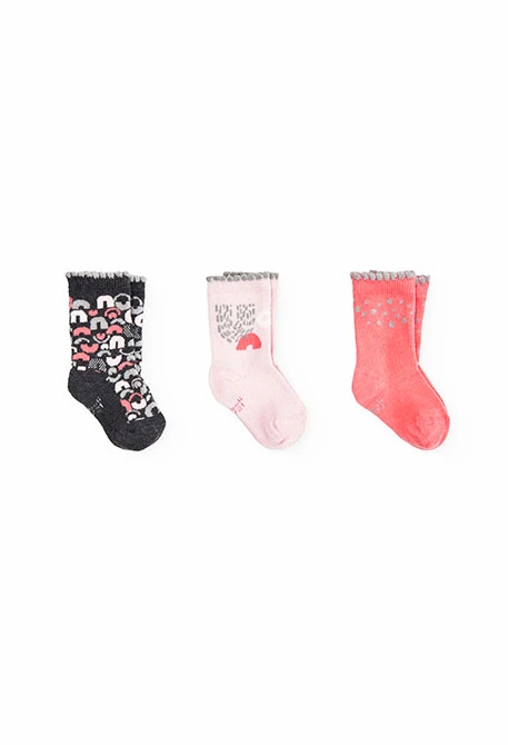 Kurzsocken (Packung, 3-Para) für Baby-Mädchen in Rosa