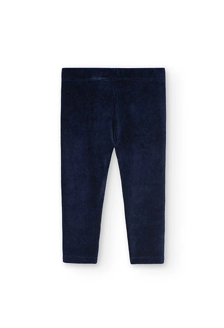 Corduroy leggings for baby girl in navy blue