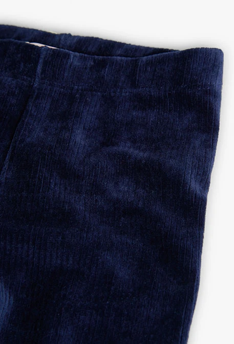 Corduroy leggings for baby girl in navy blue