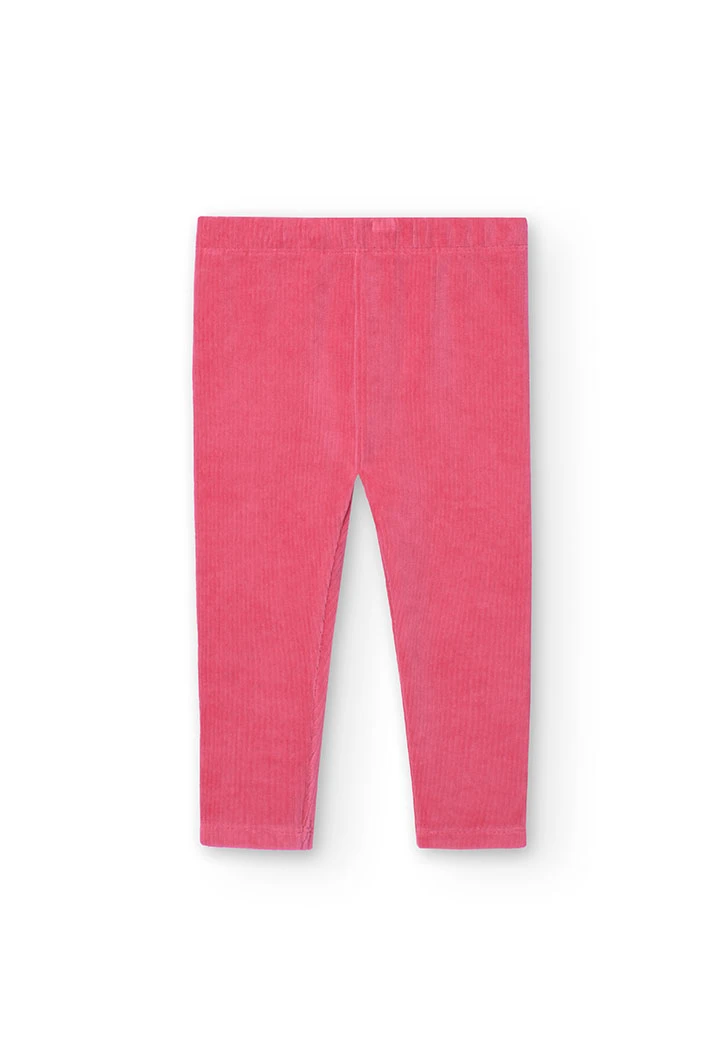 Leggings in velluto a coste per neonato in rosa