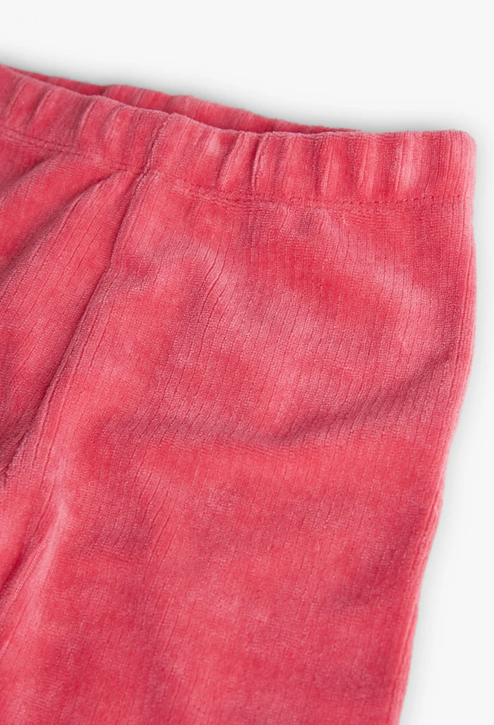 Corduroy leggings for baby girl in pink