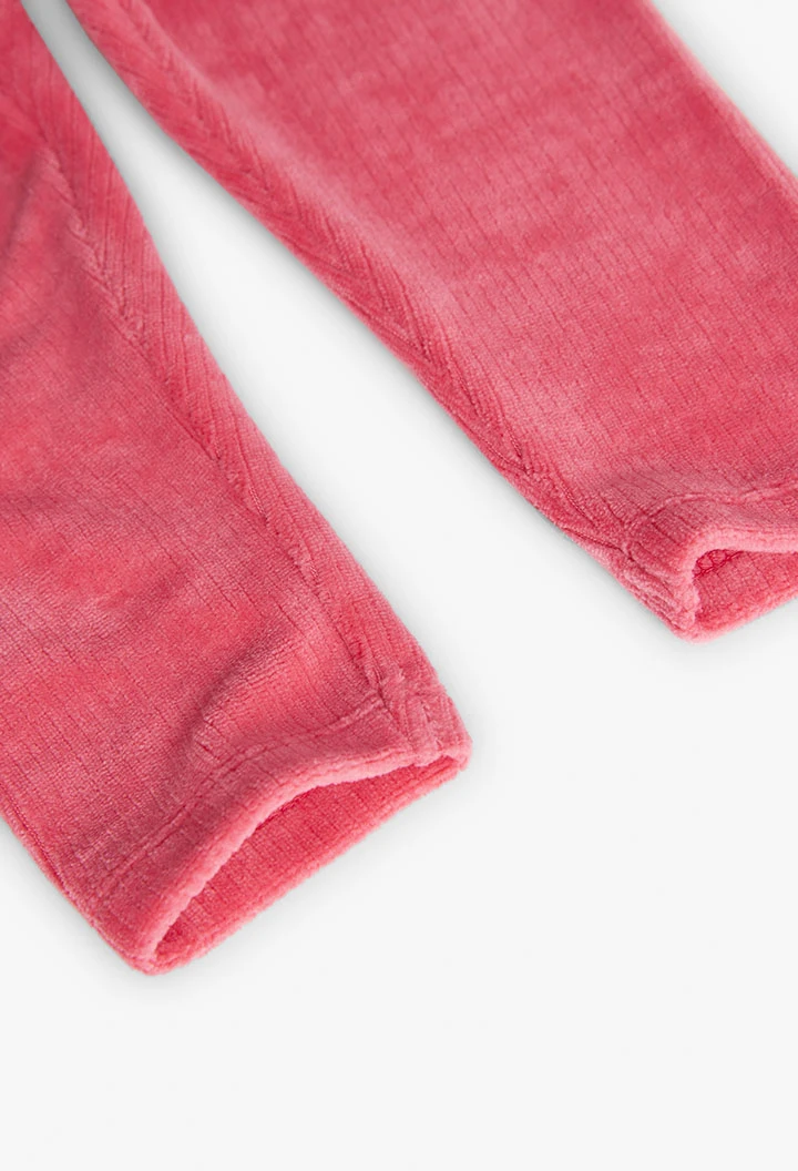 Corduroy leggings for baby girl in pink