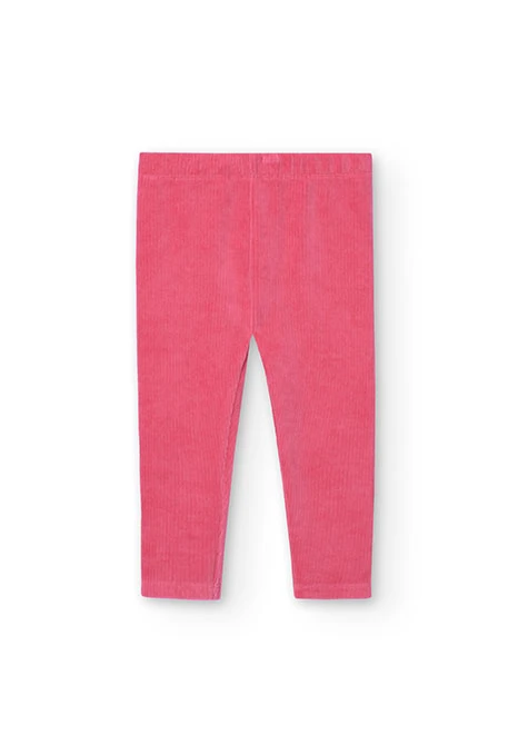 Corduroy leggings for baby girl in pink