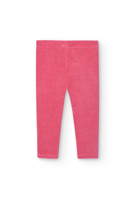 Corduroy leggings for baby girl in pink