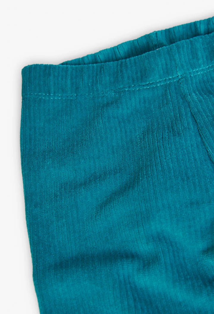 Corduroy leggings for baby girl in green