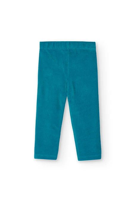 Leggings en velours côtelé pour bébé fille en vert d\'eau