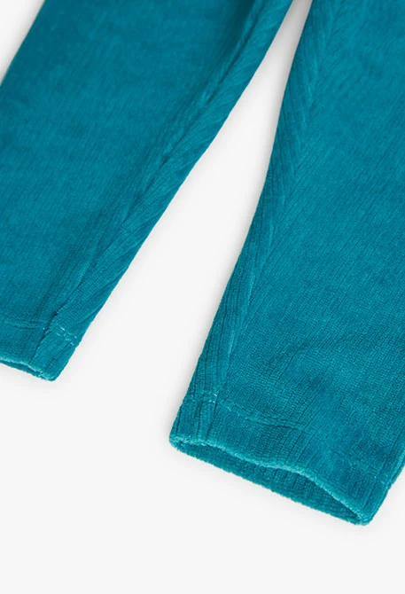 Leggings en velours côtelé pour bébé fille en vert d\'eau