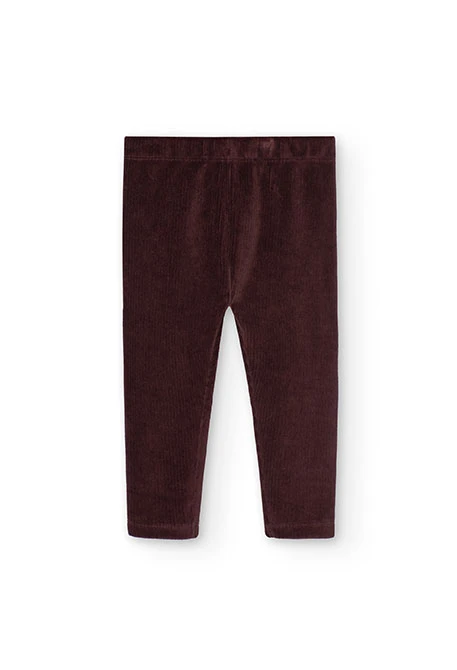 Corduroy leggings for baby girl in brown