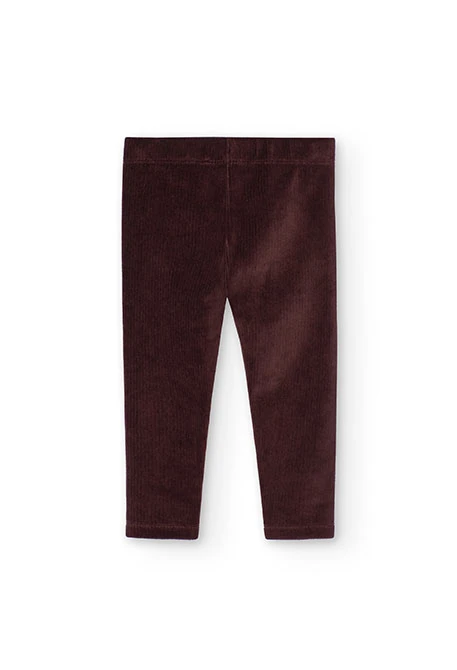 Corduroy leggings for baby girl in brown