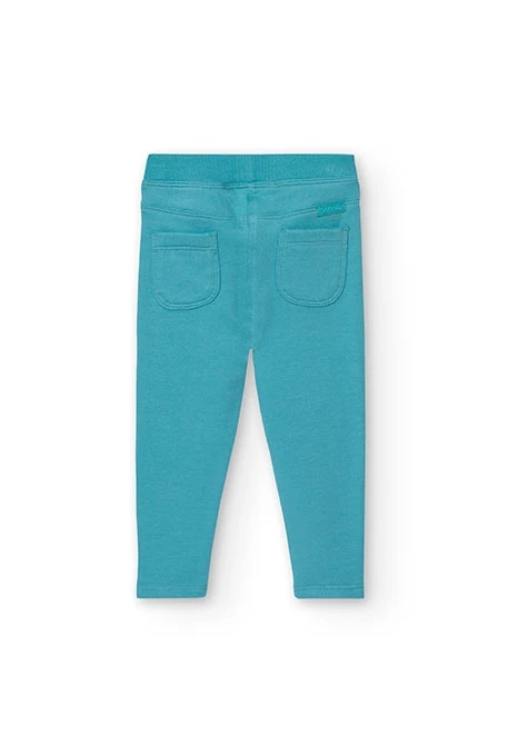 Pantalone in felpa elastica per bambina in blu