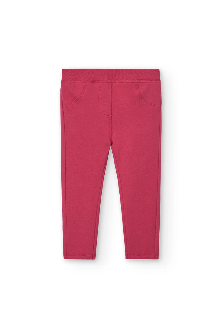 Pantalón de felpa elástico para bebé niña en rojo