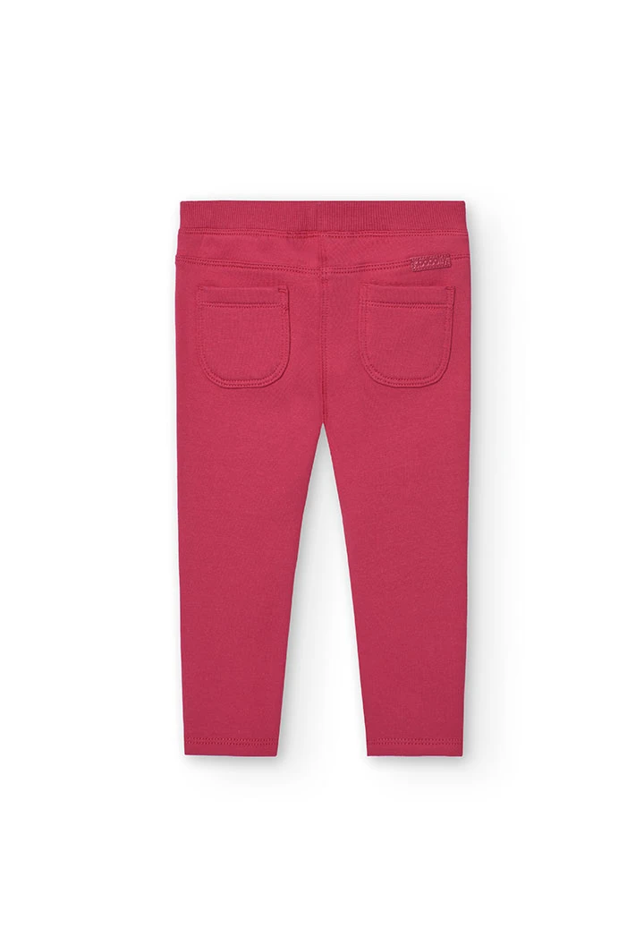 Elastic plush trousers for baby girl in red