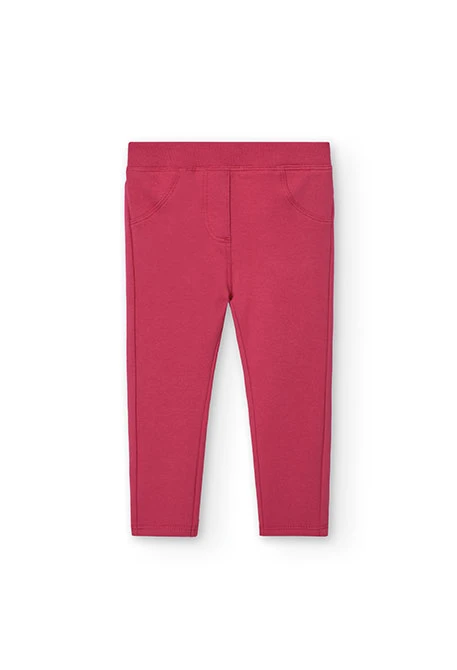 Elastic plush trousers for baby girl in red