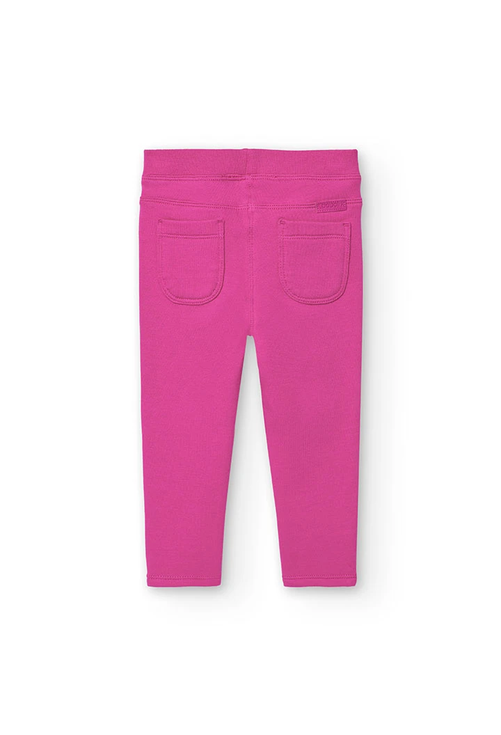 Pantalon en molleton élastique pour bébé fille en rose