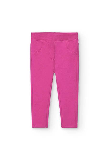 Pantalón de felpa elástico para bebé niña en rosa