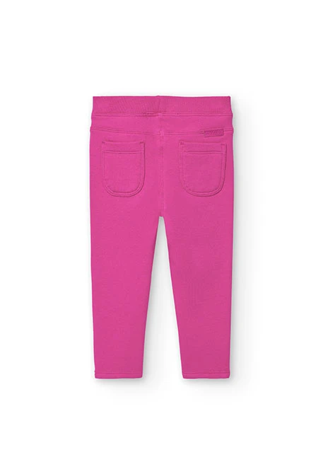 Elastic plush trousers for baby girl in pink