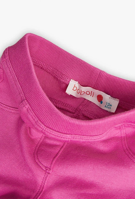 Pantalón de felpa elástico para bebé niña en rosa