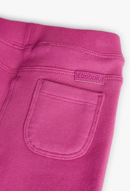 Elastic plush trousers for baby girl in pink