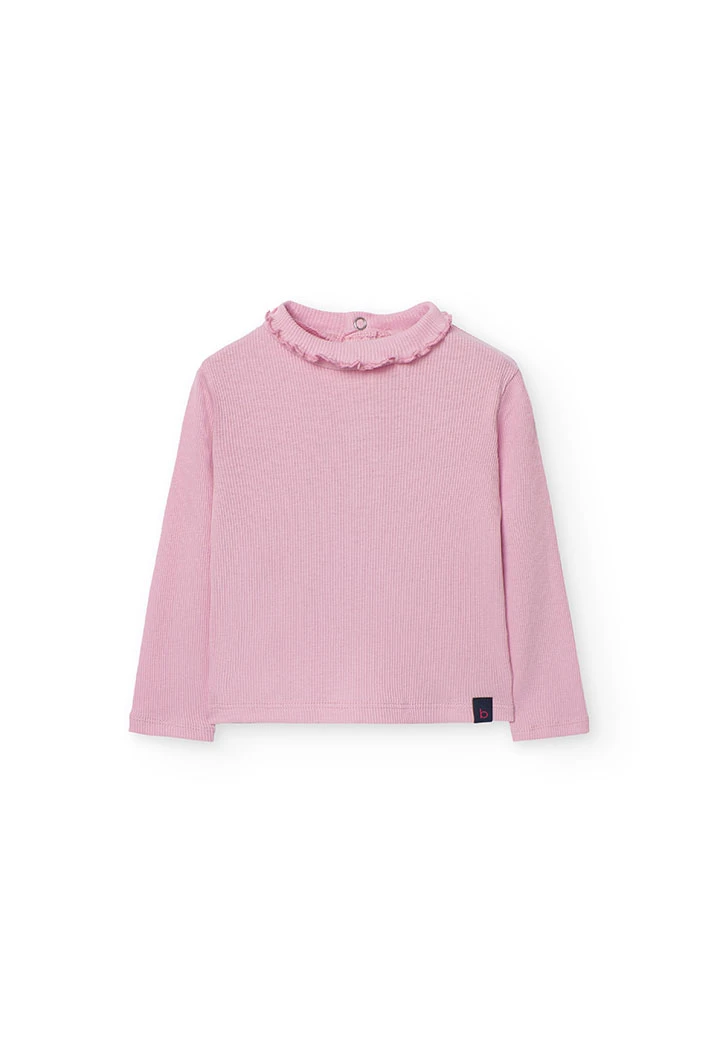 T-Shirt für Baby-Mädchen mit Stehkragen in Rosa