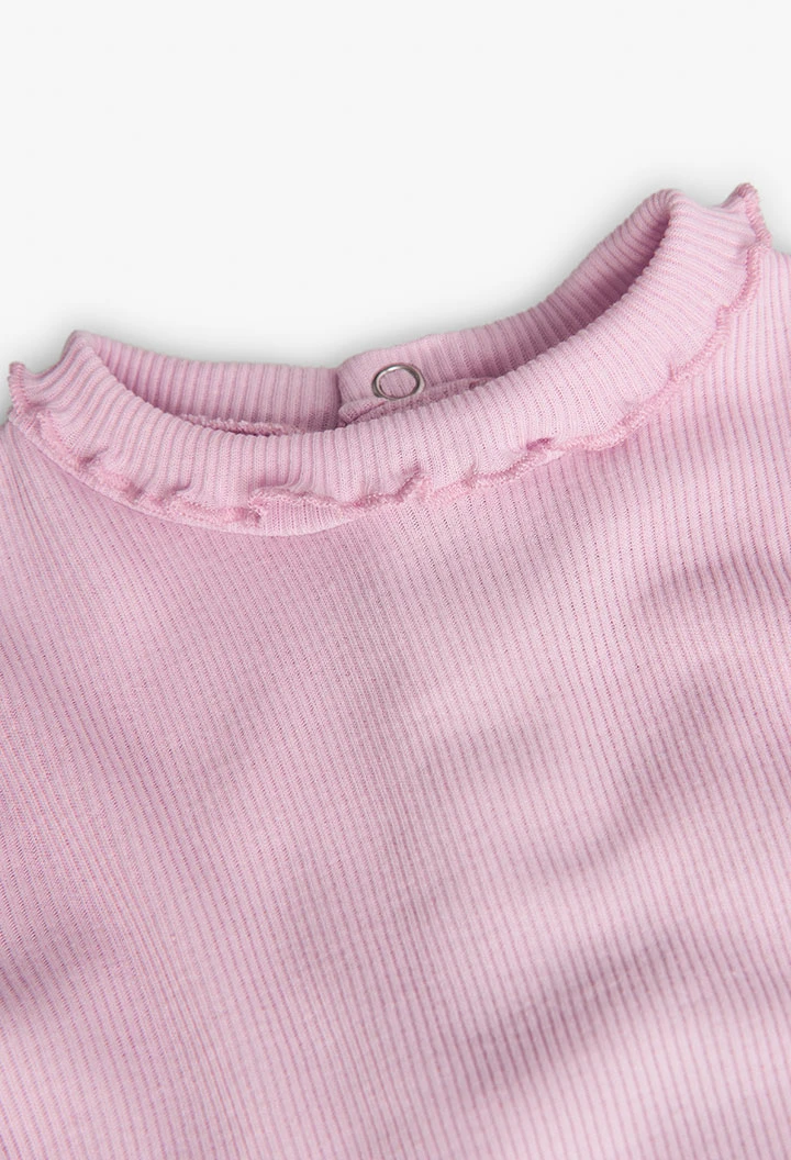 Ribbed T-shirt for baby girl in pink