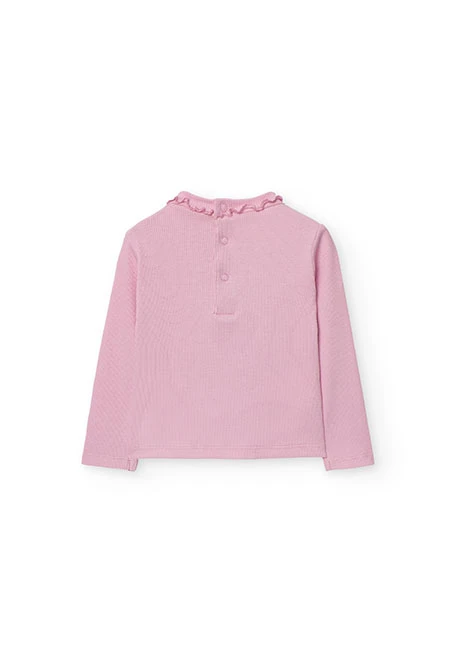 T-Shirt für Baby-Mädchen mit Stehkragen in Rosa