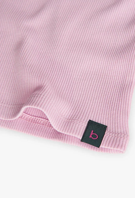 Camiseta en canalé para bebé niña en rosa