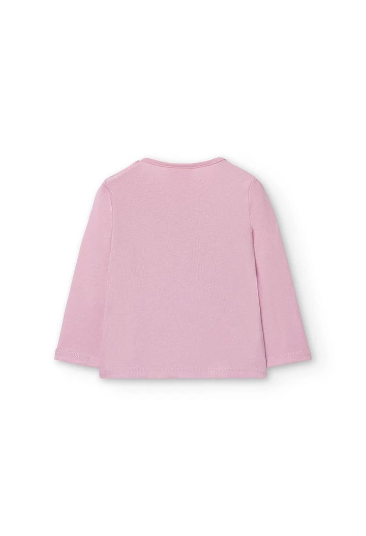 Camiseta básica de algodão para bebé menina em rosa