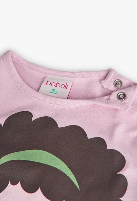 Camiseta básica de algodão para bebé menina em rosa