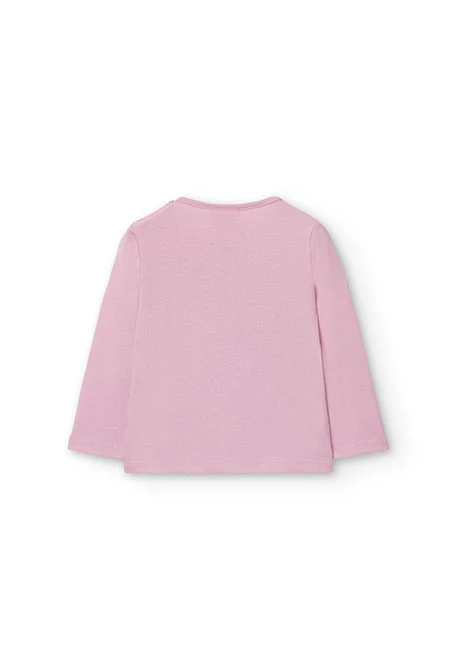 T-shirt basique en coton pour bébé fille en rose