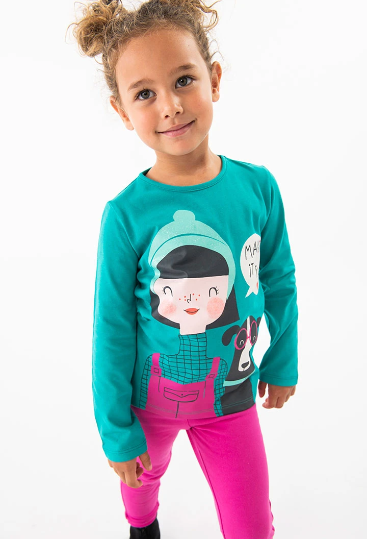 Camiseta de algodón básica para bebé niña en verde