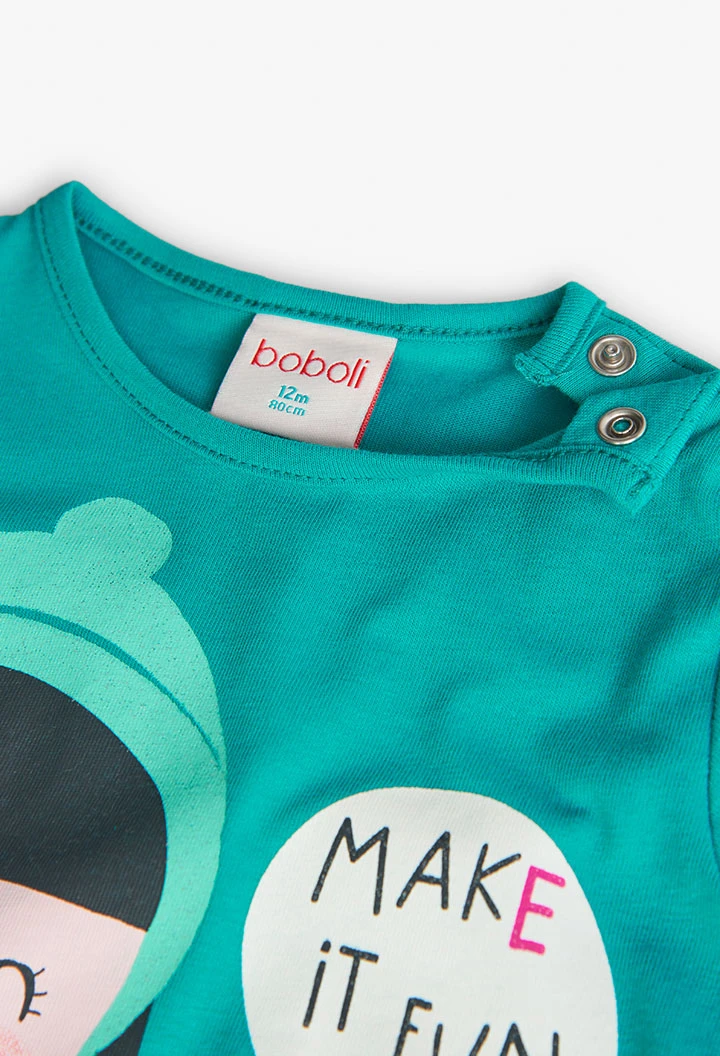 Basic T-Shirt aus Baumwoll für Baby-Mädchen in Grün