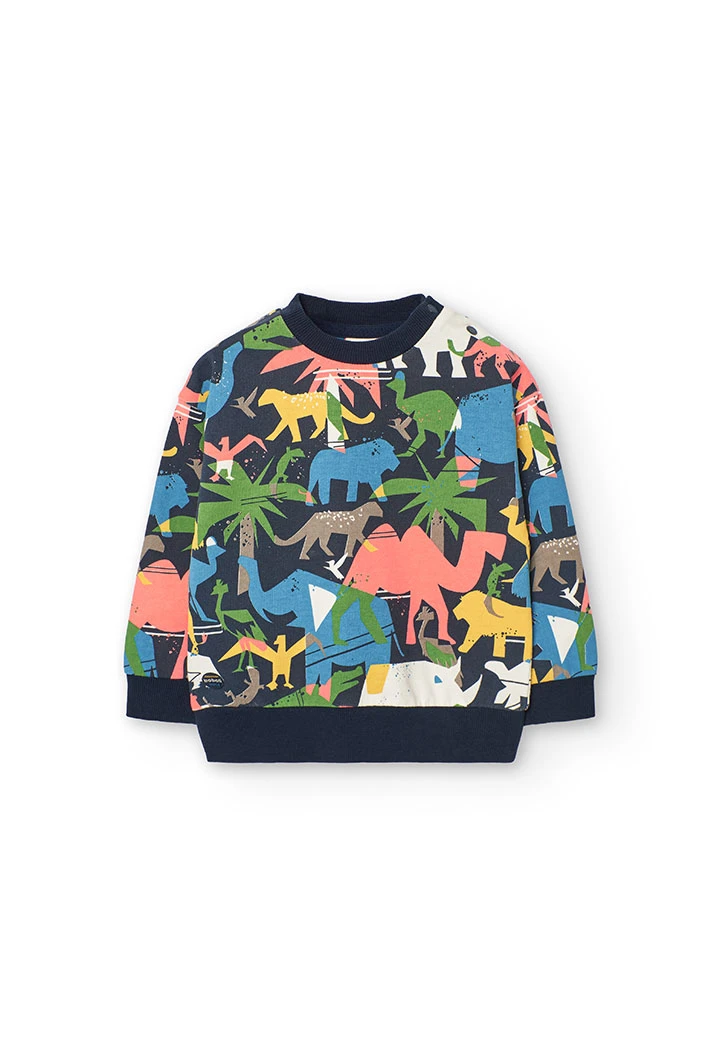 Sweat en molleton pour bébé garçon avec imprimé d\'animaux.