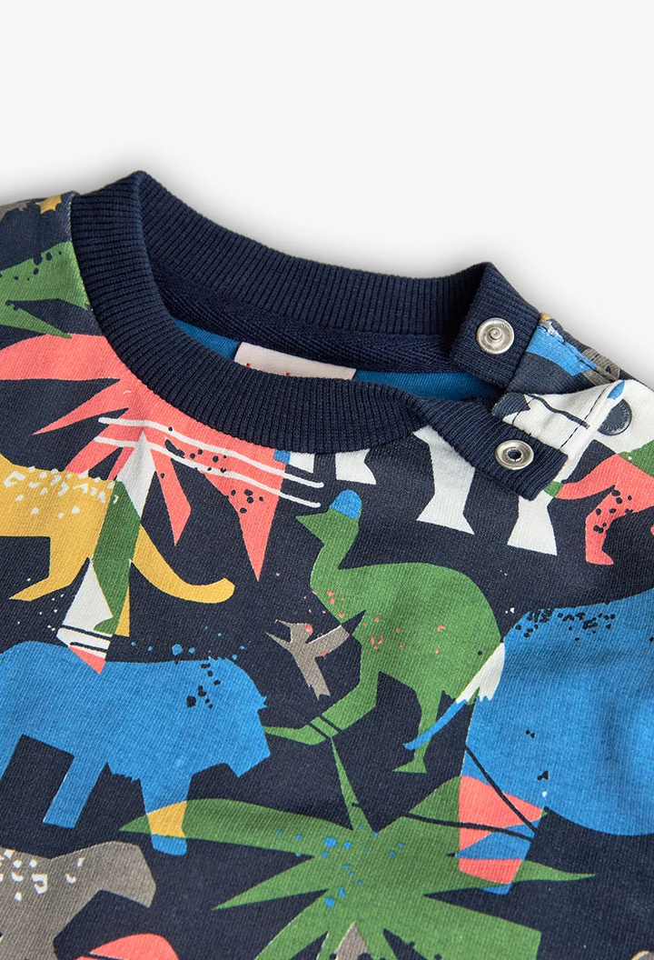 Sweat en molleton pour bébé garçon avec imprimé d\'animaux.