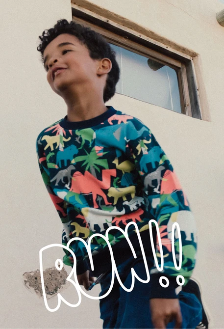 Sweatshirt aus Frottee für Jungen mit Tierdruck.