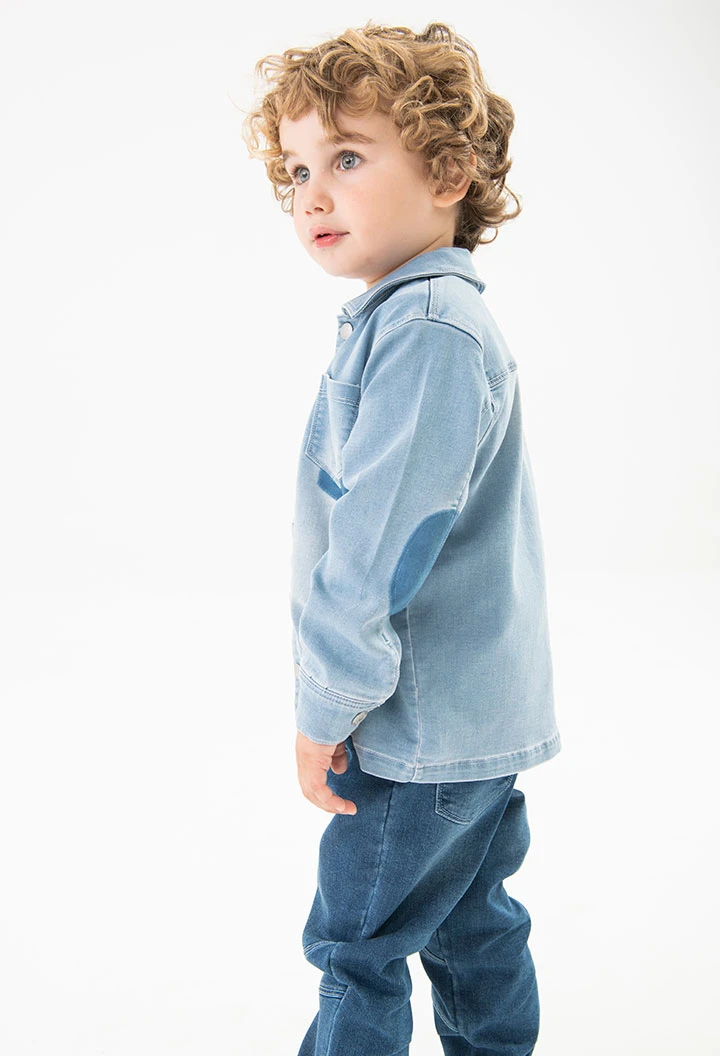 Pantalón denim de punto para bebé niño en color azul