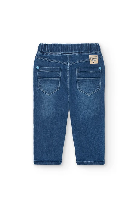 Baby boy knitted denim trousers in blue.