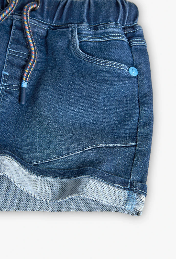 Bermuda di jeans in maglia per bambino in colore blu