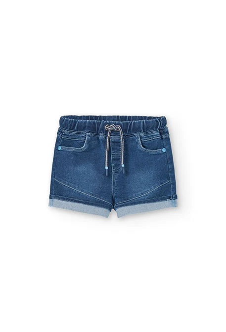 Bermuda di jeans in maglia per bambino in colore blu