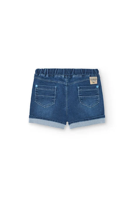 Knitted denim Bermuda shorts for baby boy in blue