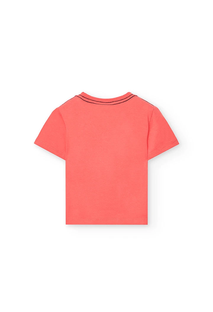 Maglietta a maglia per neonato di colore rosso con stampa di leone.
