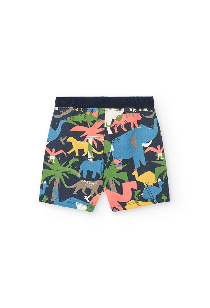 Bermuda in maglia per bambino con stampa di animali