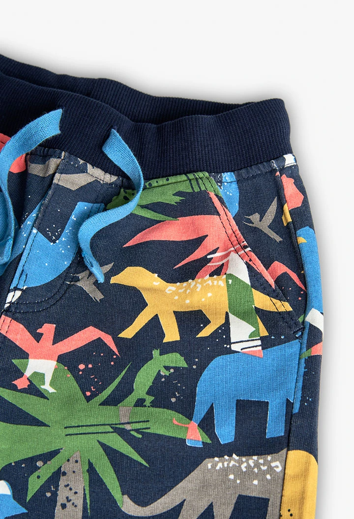 Bermuda in maglia per bambino con stampa di animali
