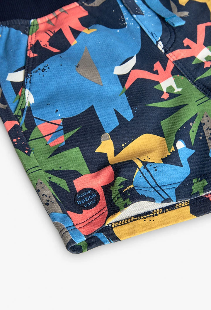 Bermuda in maglia per bambino con stampa di animali