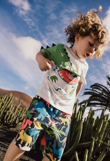 Bermuda in maglia per bambino con stampa di animali