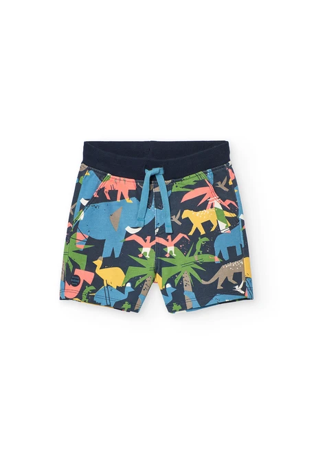 Bermudas de malha para bebé menino com estampado de animais