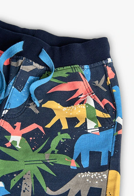 Knit baby boy shorts with animal print